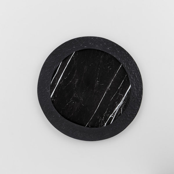 Board SERV BOARD, MEL, BLK W/ BLK MARBLE, 12" DIA.